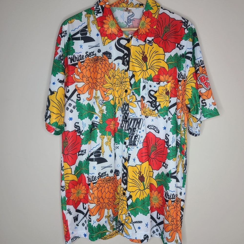 Destroyer Rocks Chicago White‎ Sox Hawiian Button Up Shirt Unisex XL